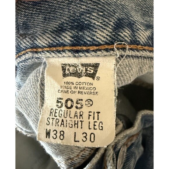 Levi Strauss 505 Regular Fit Straight Leg Medium Wash Men’s Jeans Size 38 X 30 - Picture 7 of 8